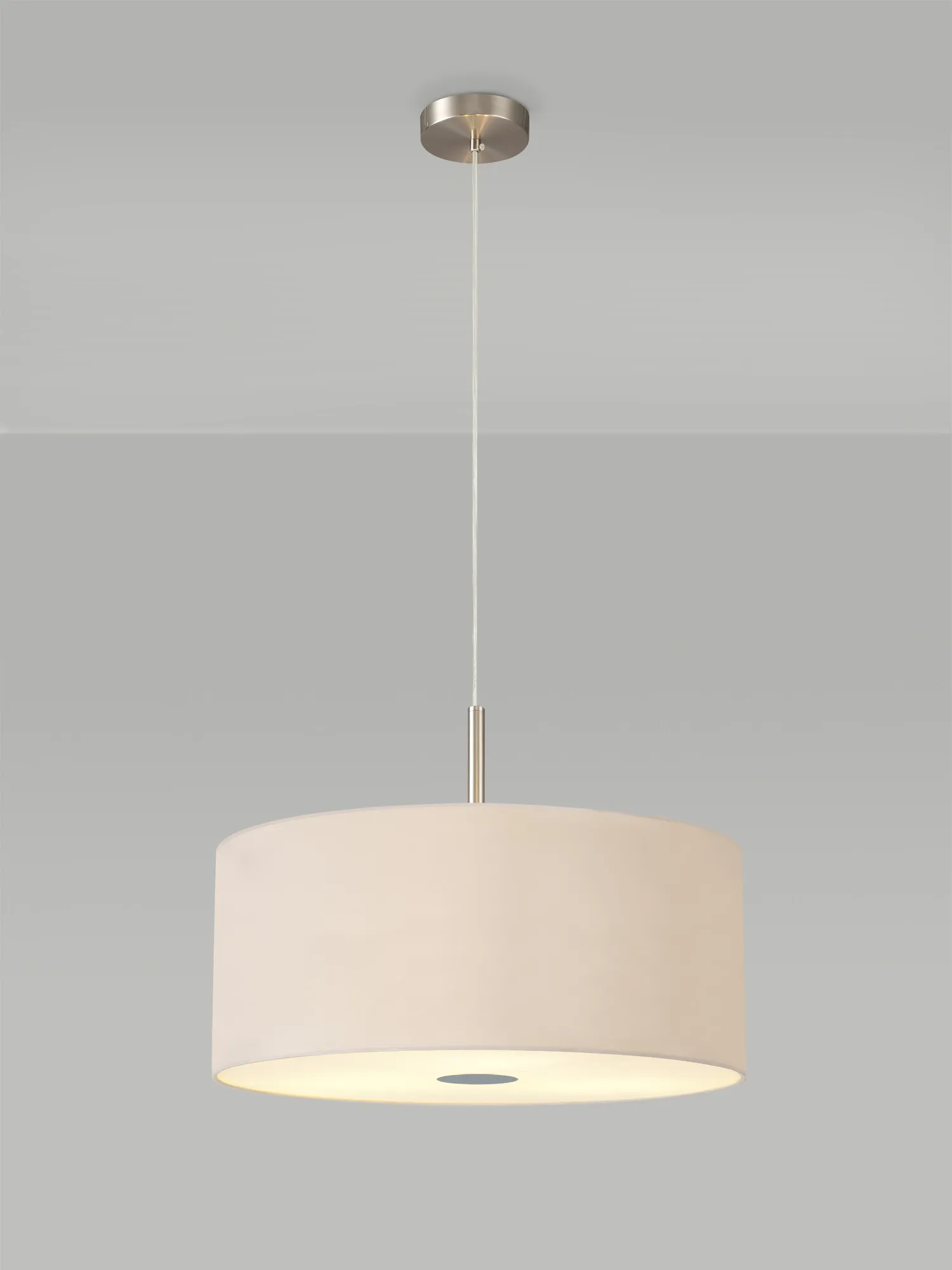 Baymont 50cm 3 Light Pendant Satin Nickel, Nude Beige/Moonlight, Frosted Diffuser DK0448  Deco Baymont SN NU